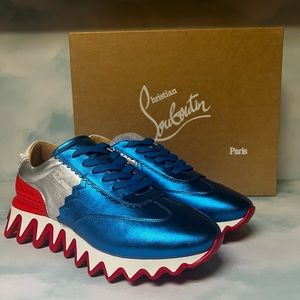Christian Louboutin Loubishark Metallic Low Top Sneaker Blue Multi Sz 41 / 8.
